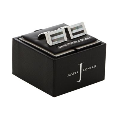 J by Jasper Conran Silver and mother of pearl striped cufflinks in a gift box